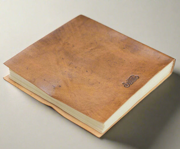 Moon Phases 7x7 Leather Journal | Embossed Square Dream & Reflection Diary