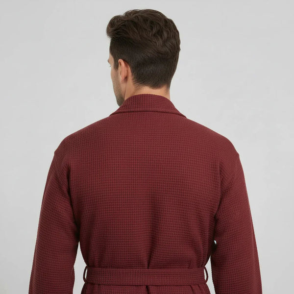 Waffle Spa Bathrobe for Men -  Absorbent, Lightweight
